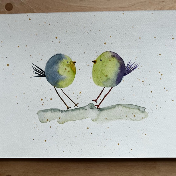 Handpainted chubby watercolour birds. - Picture 1 of 1